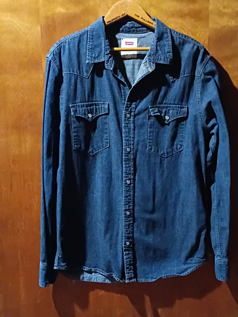 Large Levi's Indigo Blue Denim Western Shirt Nice A Must Have Cowboy Style Rodeo
